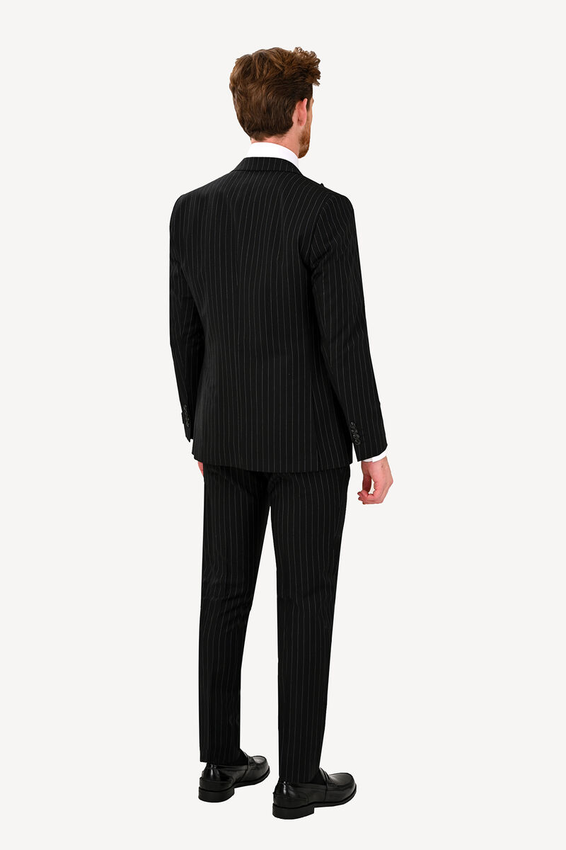 Erkek Siyah Slim Fit Sivri Yaka Takım Elbise - 6