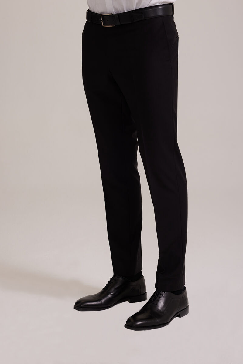 Erkek Siyah Slim Fit Yelekli Sivri Yaka Takım Elbise - 8