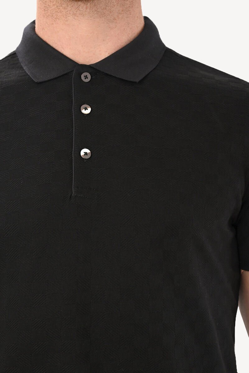 Erkek Siyah T-Shirt Polo Yaka - 4