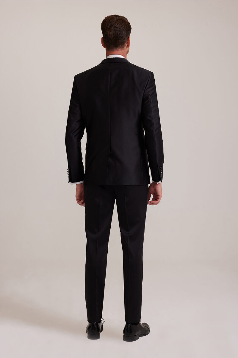 Erkek Siyah Tek Biyeli Damatlık Takım Elbise - 8