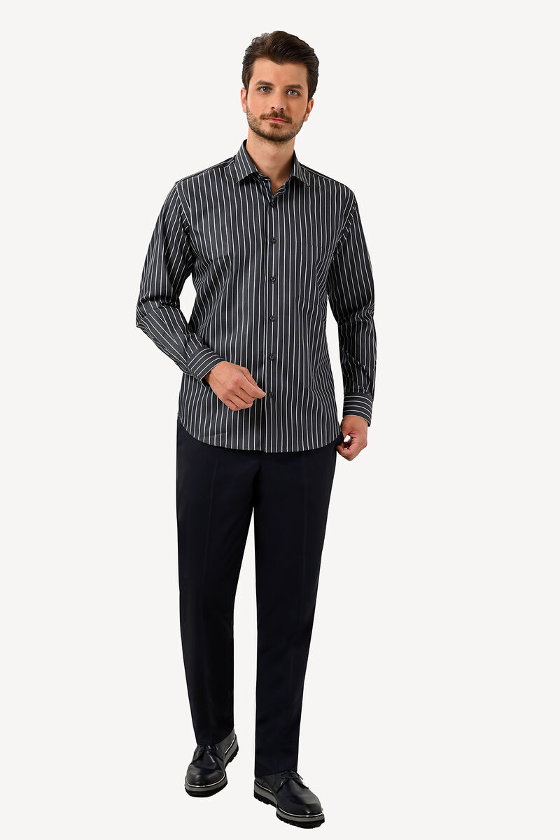 Erkek Siyah Uzun Kol Regular Fit Gömlek - 2