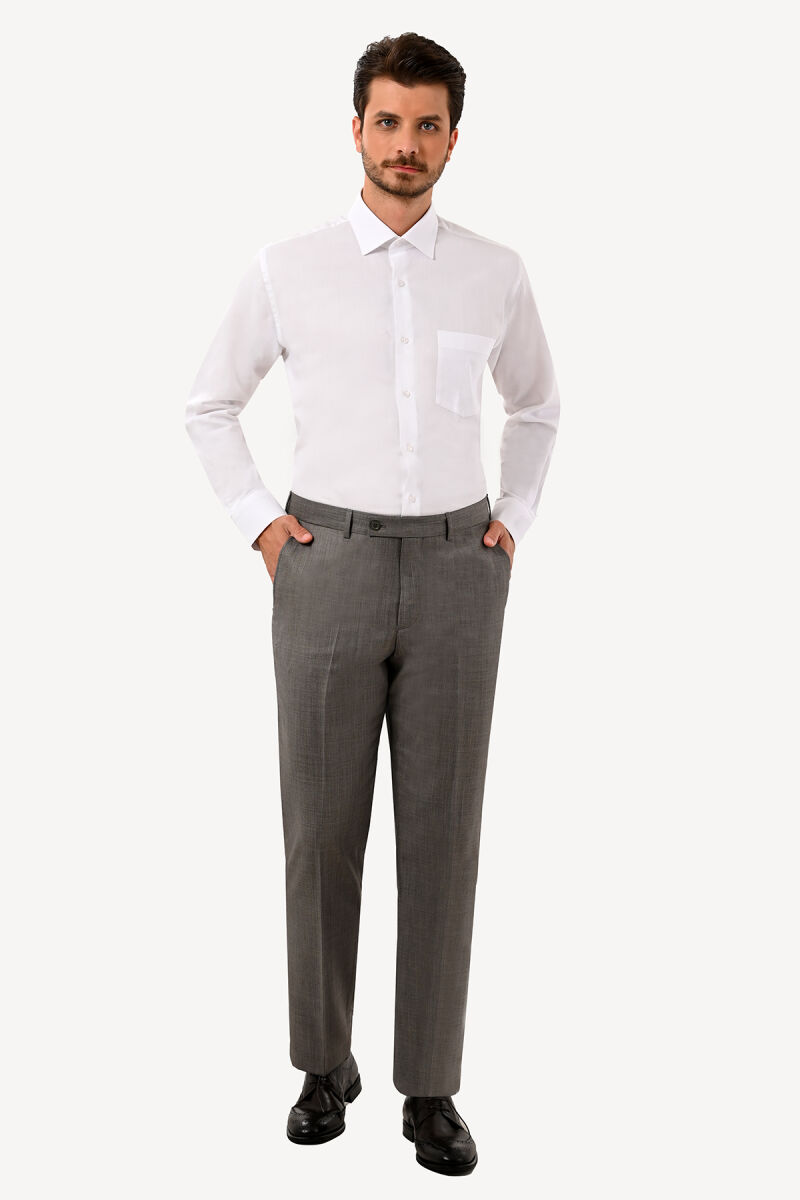 Erkek Vizon Regular Fit Klasik Kumaş Pantolon - 5
