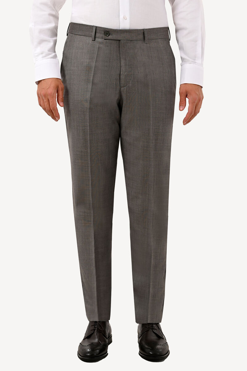 Erkek Vizon Regular Fit Klasik Kumaş Pantolon - 2