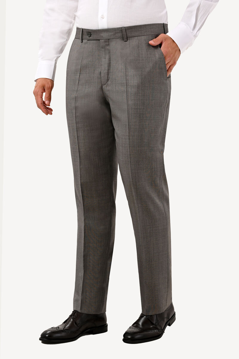 Erkek Vizon Regular Fit Klasik Kumaş Pantolon - 1