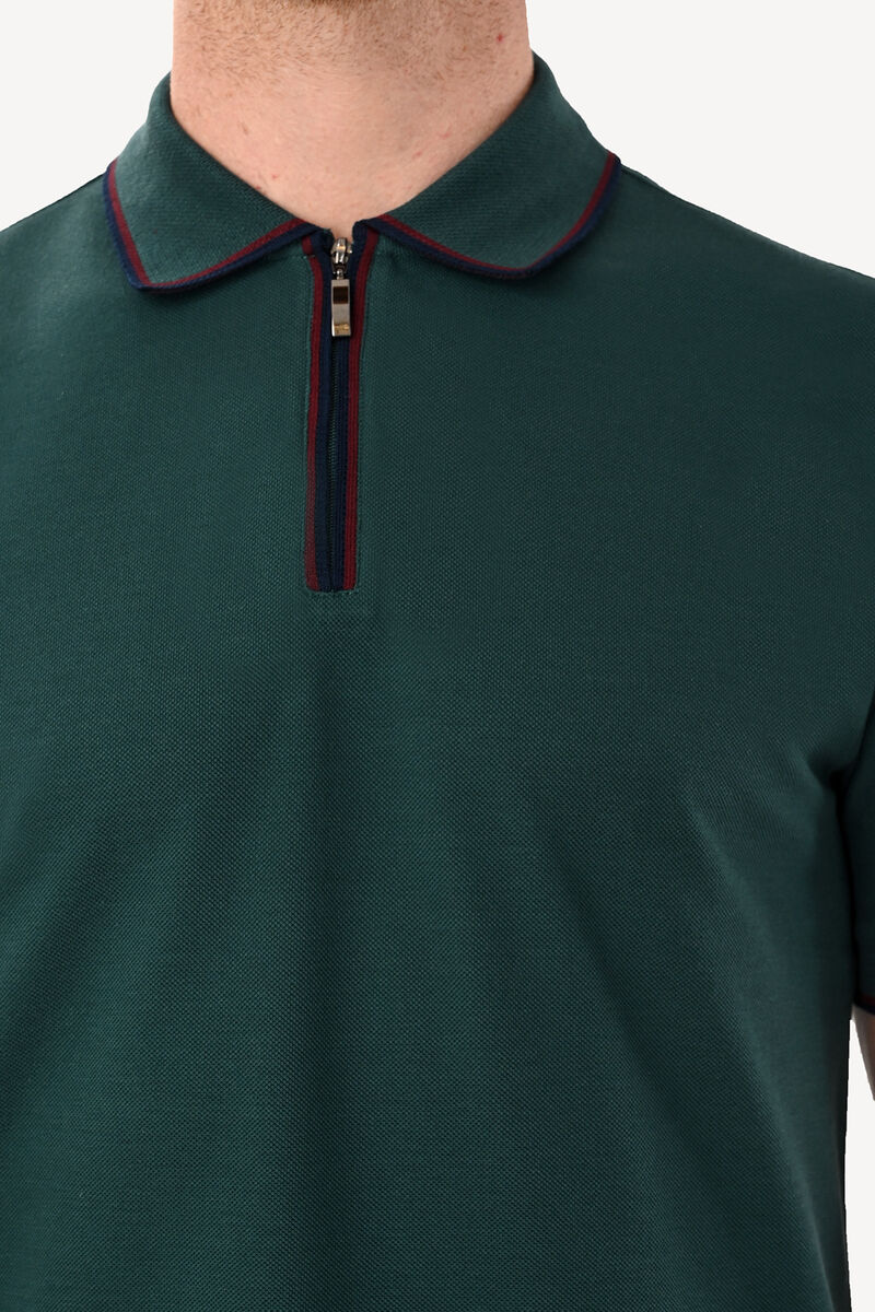 Erkek Yeşil Polo Yaka Regular Fit Tshirt - 4