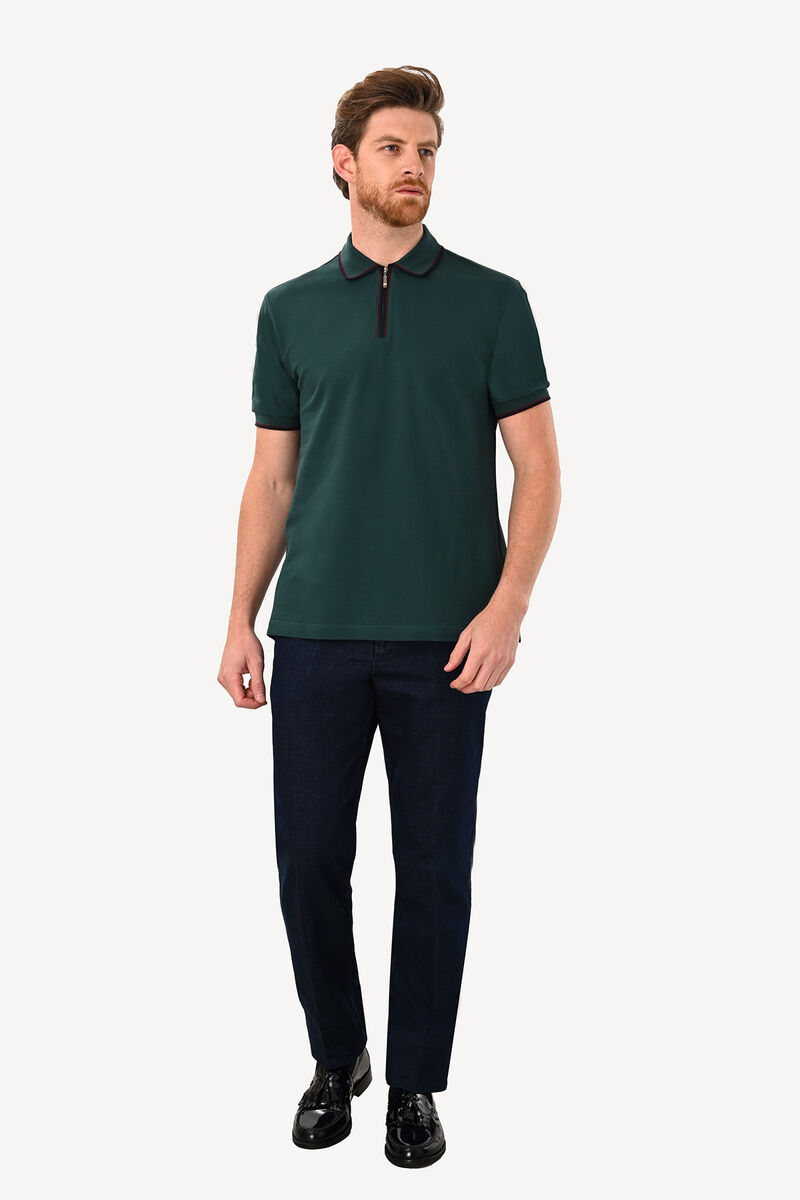 Erkek Yeşil Polo Yaka Regular Fit Tshirt - 3
