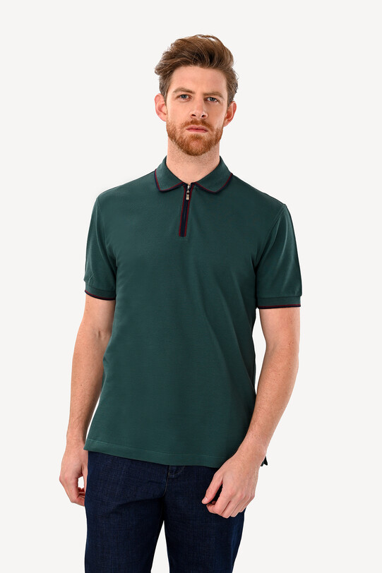 Erkek Yeşil Polo Yaka Regular Fit Tshirt