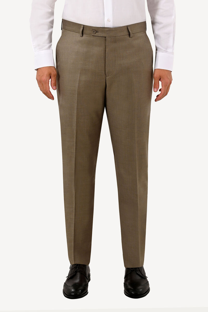 Erkek Bej Yünlü Klasik Kumaş Pantolon - 2
