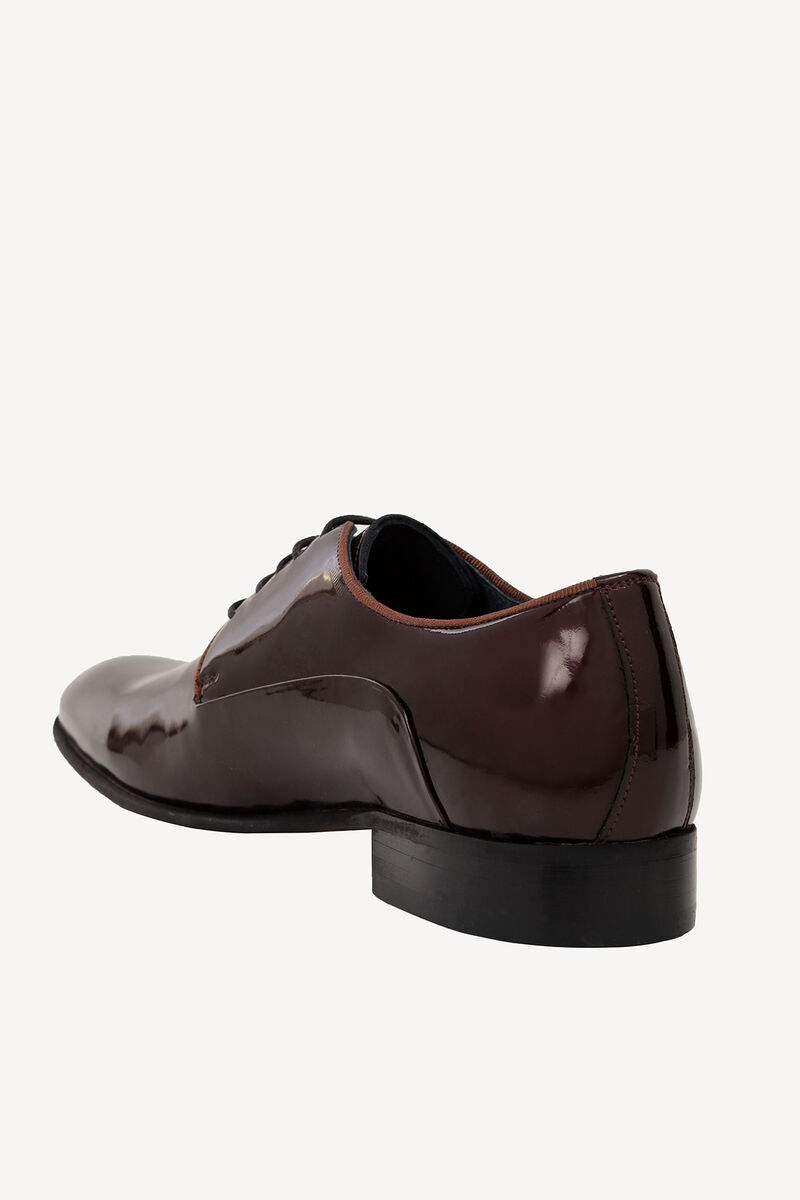 Erkek Lacivert Bordo Bağcıklı Klasik Rugan Ayakkabı - 4