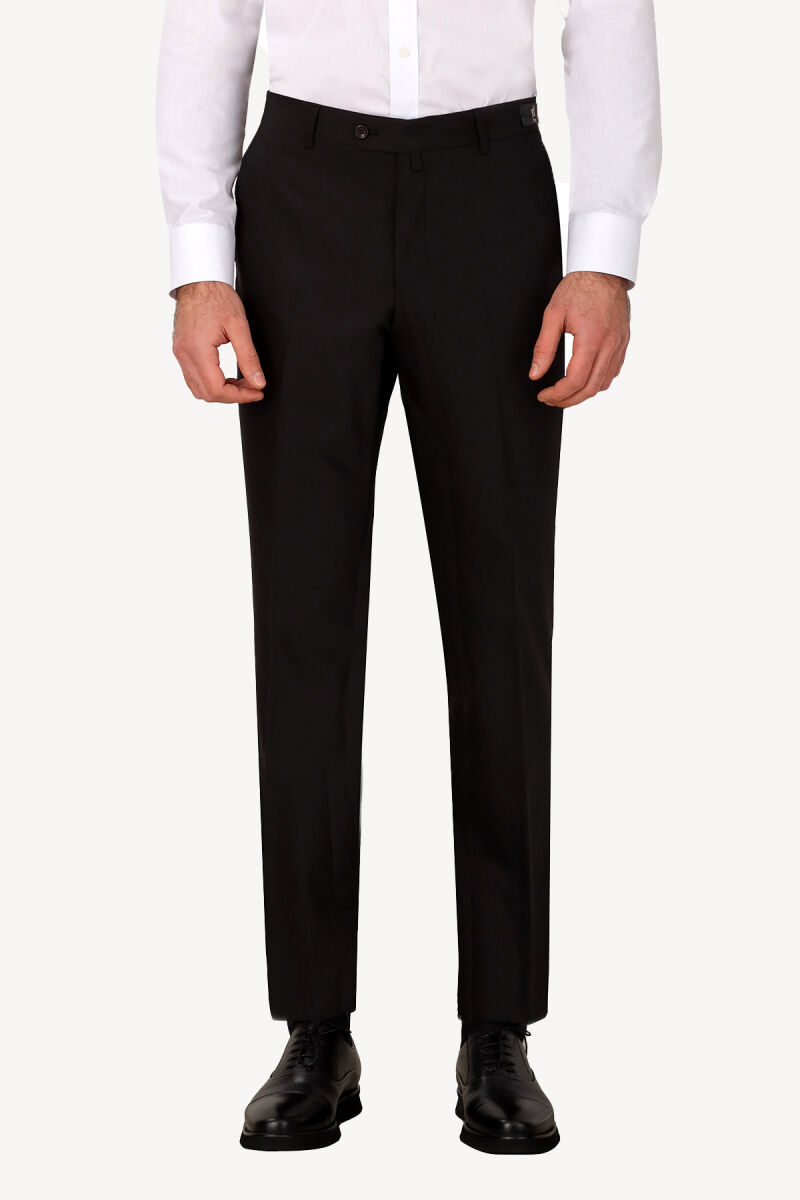 Erkek Siyah Regular Fit Kumaş Pantolon - 1